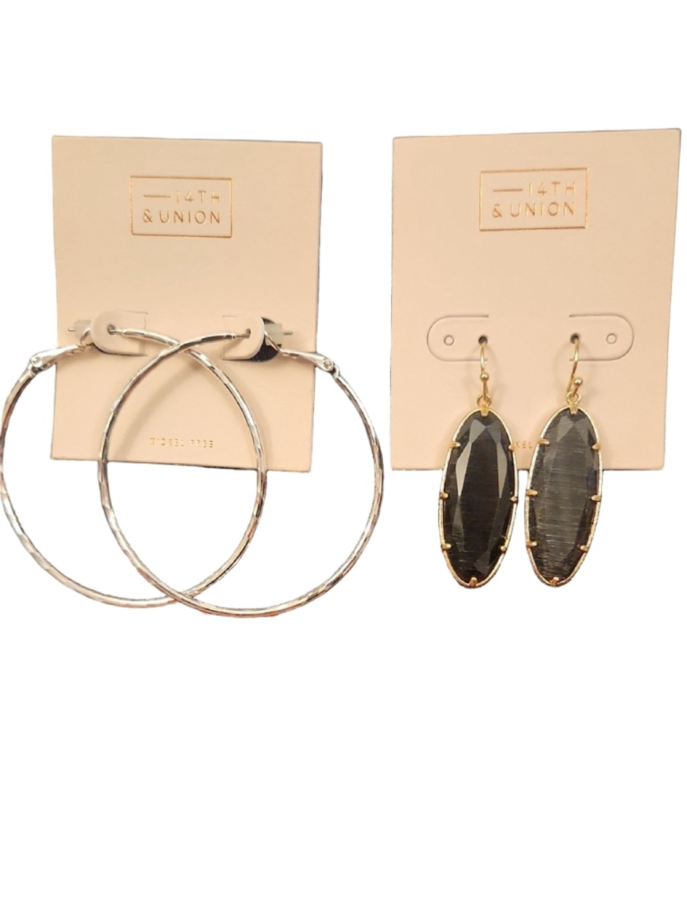 14th & Union Silver Hoops and Black Stone Earrings